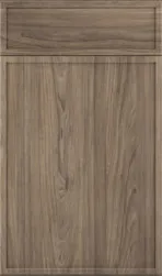 Wood cabinet door with a rectangular recessed panel and natural wood grain finish.