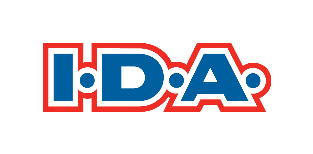 Logo showing bold letters I, D, and A in blue with red and white outlines.