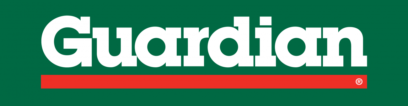 Guardian logo with white text and a red underline on a green background.