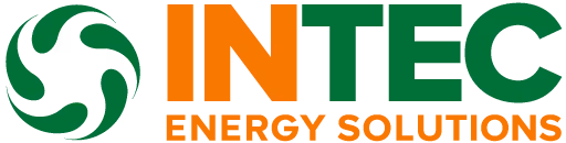 INTEC Energy Solutions logo with green circular design and orange and green text.