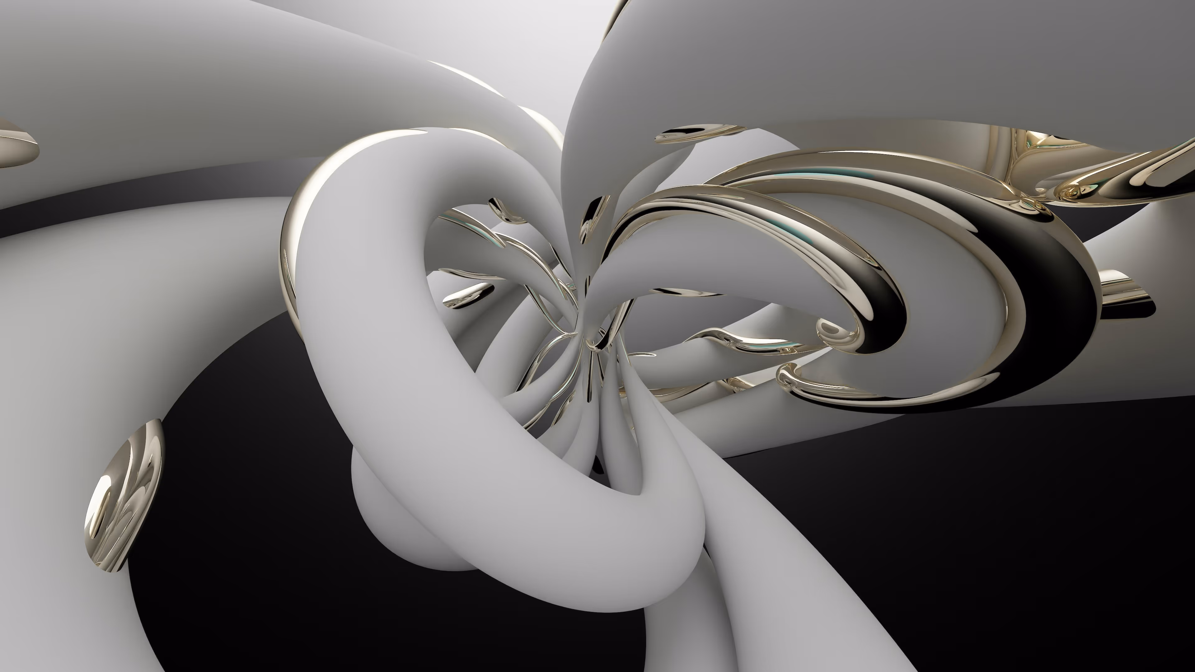 Abstract flowing black lines creating a wave pattern on a white background.