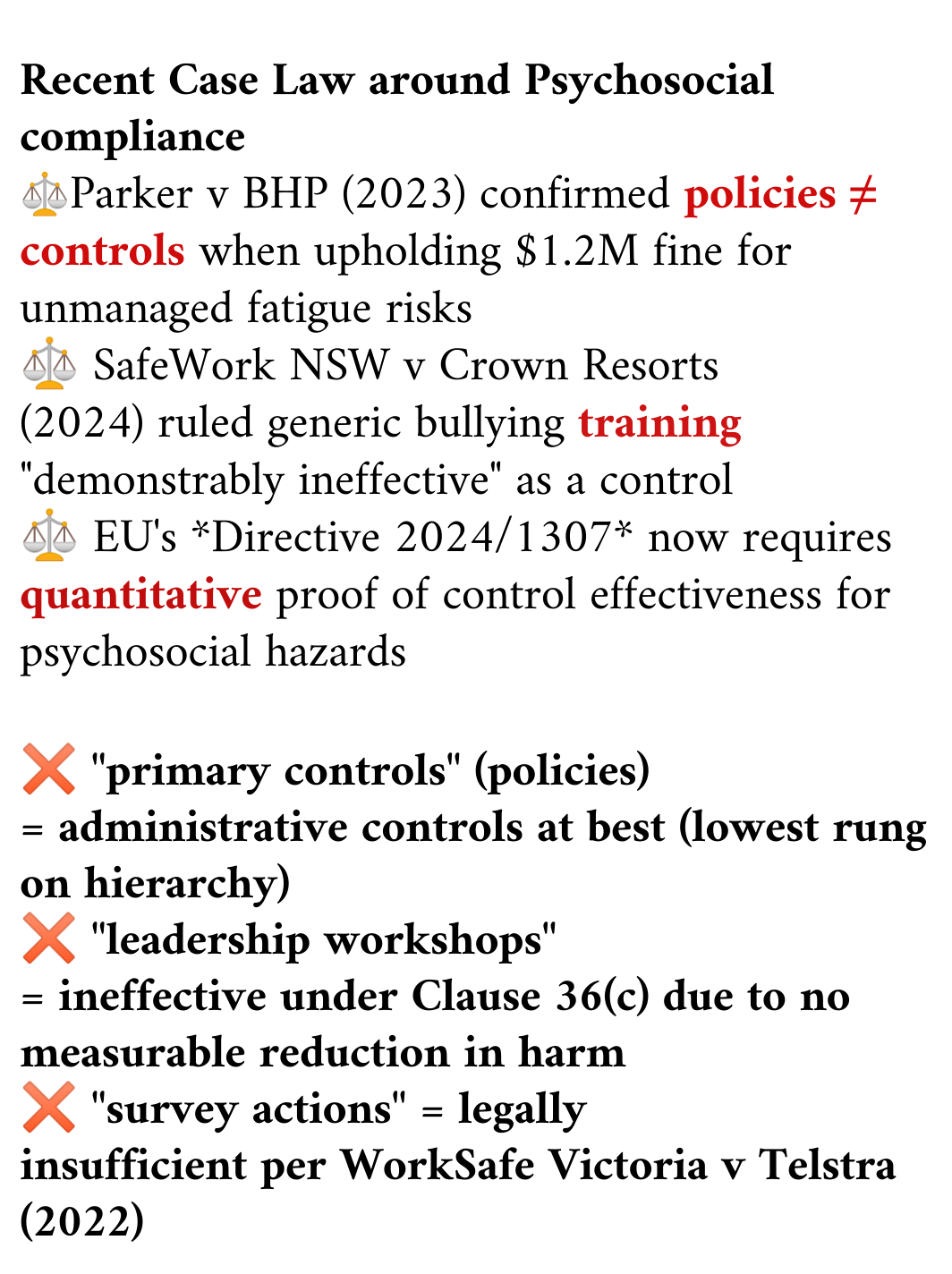 Three scales with red text distinguish controls, policies, and quantitative training; red crosses mark incorrect definitions.