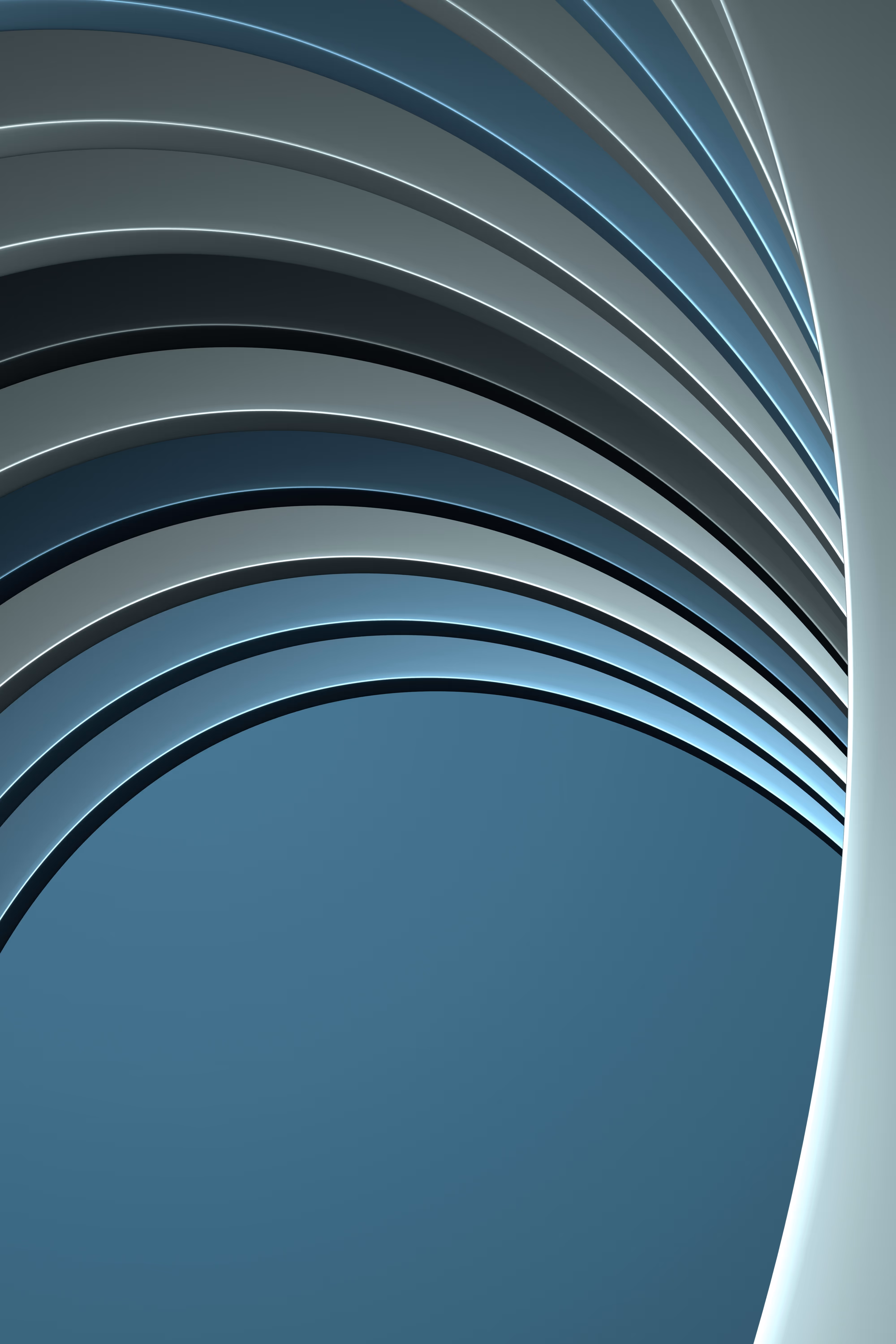 Abstract flowing black lines creating a wave pattern on a white background.