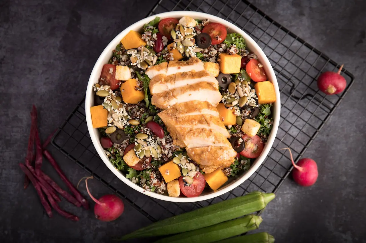 A chicken and spices salad.