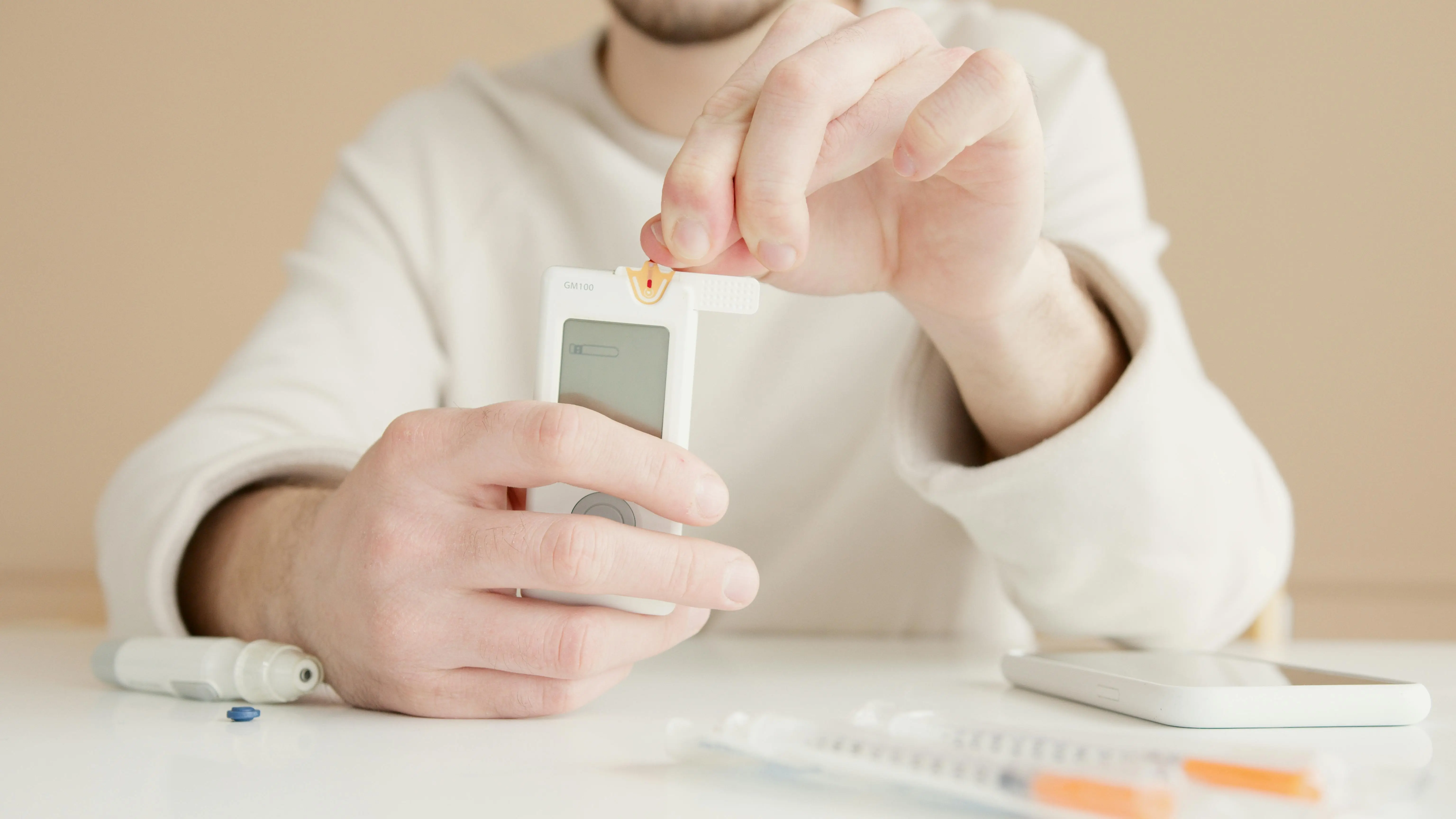 A man checking his blood sugar levels