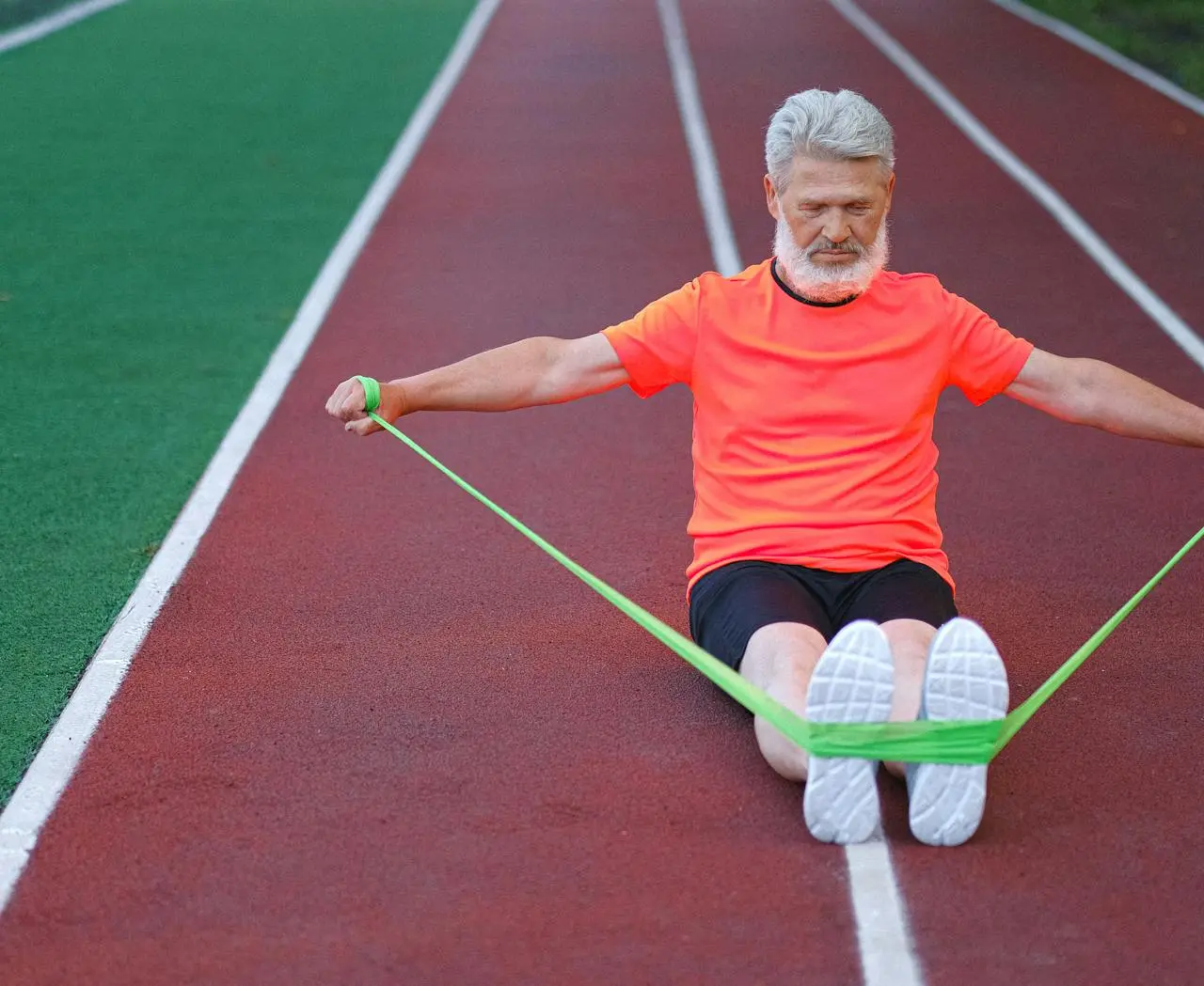 man stretching chest