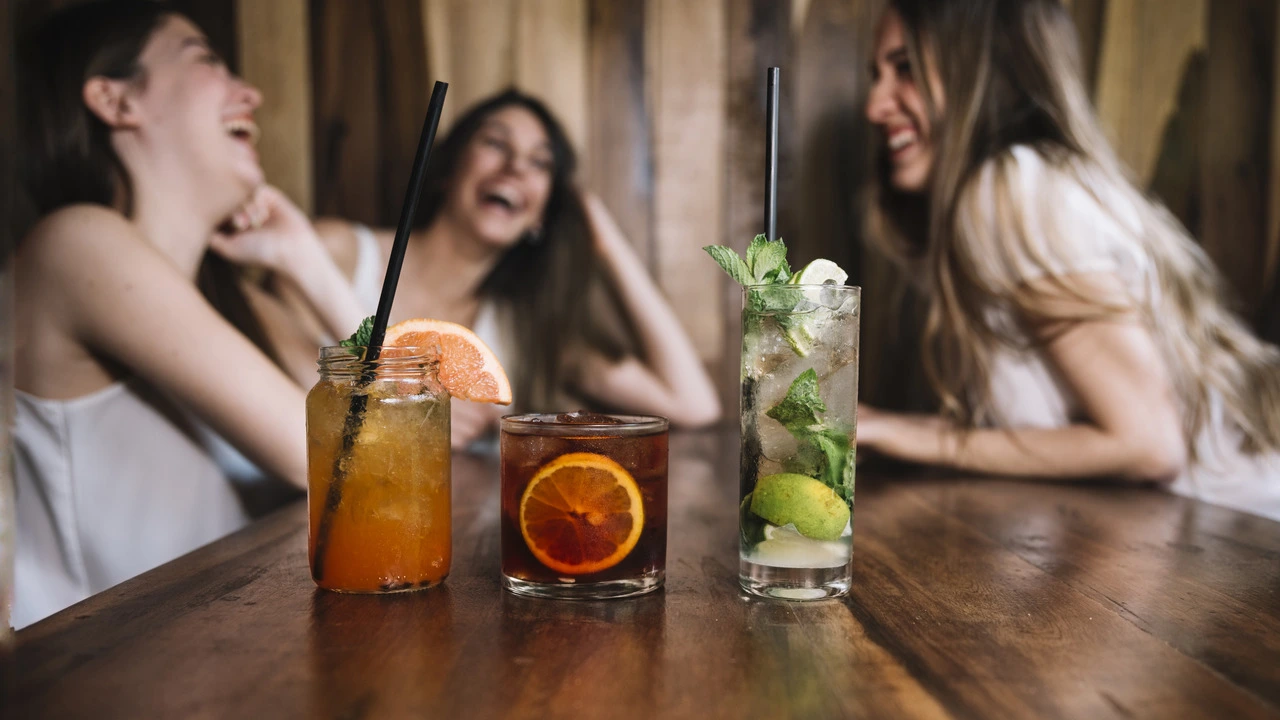 Friends sharing drinks