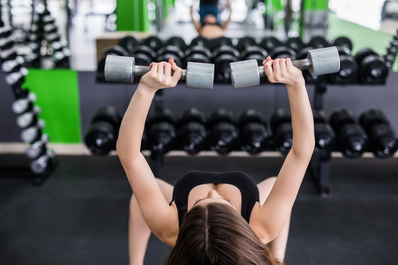A woman weight lifting