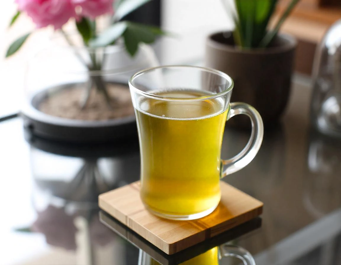 Cup of hot green tea