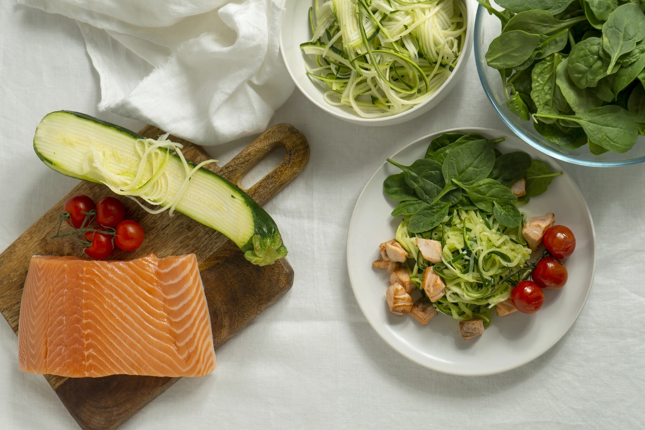 Salmon and vegetables