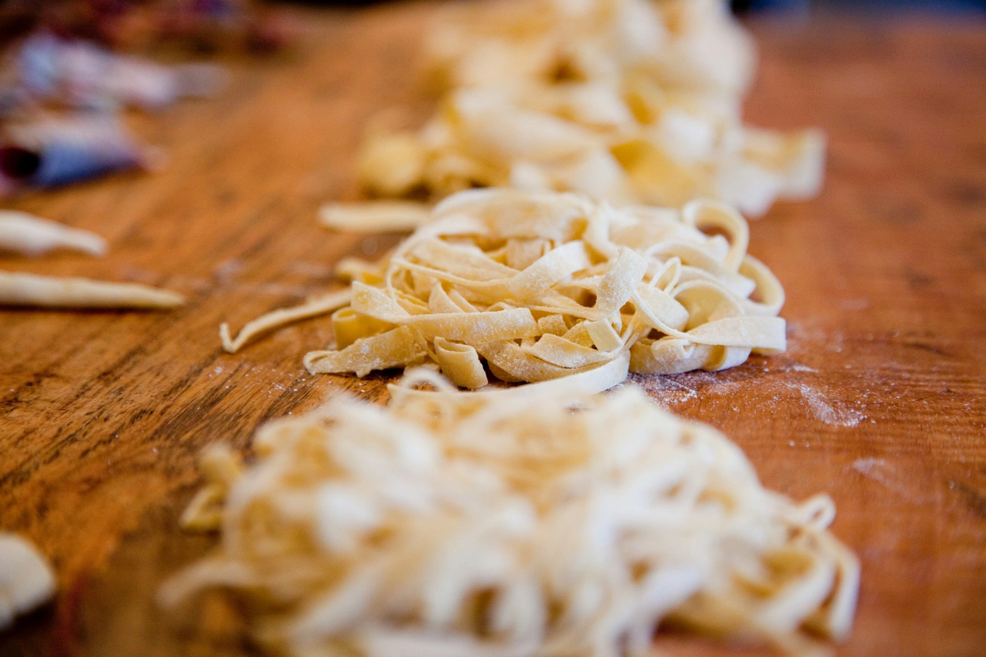 Pasta on a wooden board