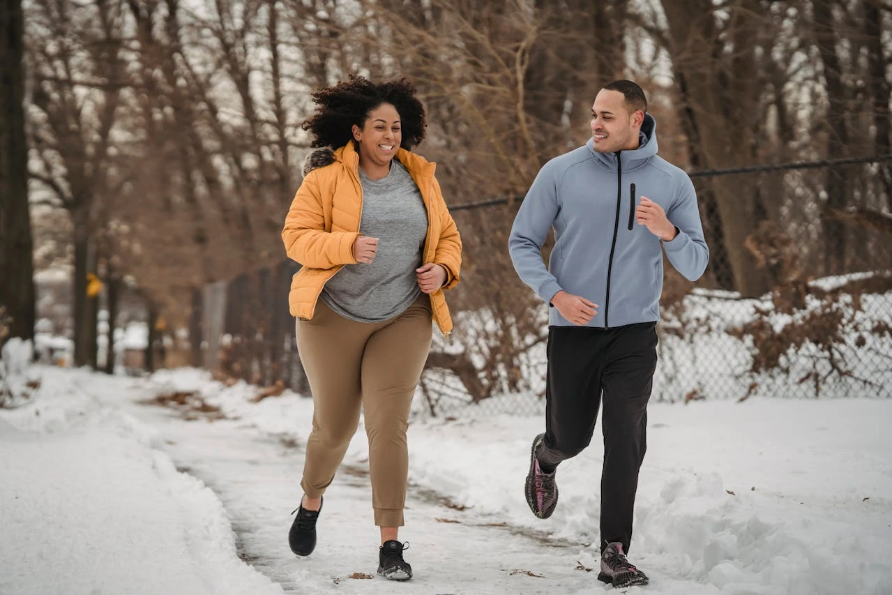 couple running on winter