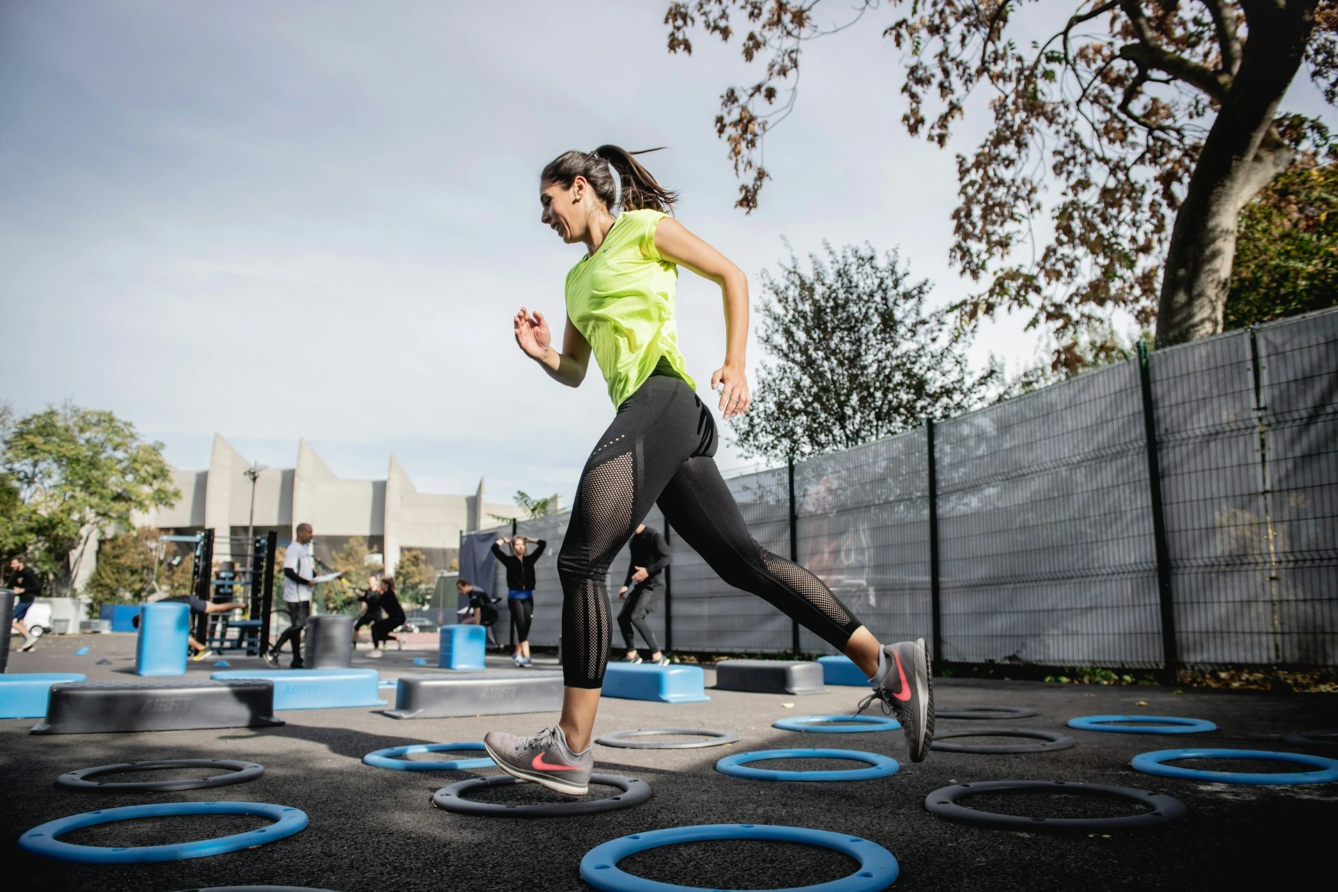 A woman jogging