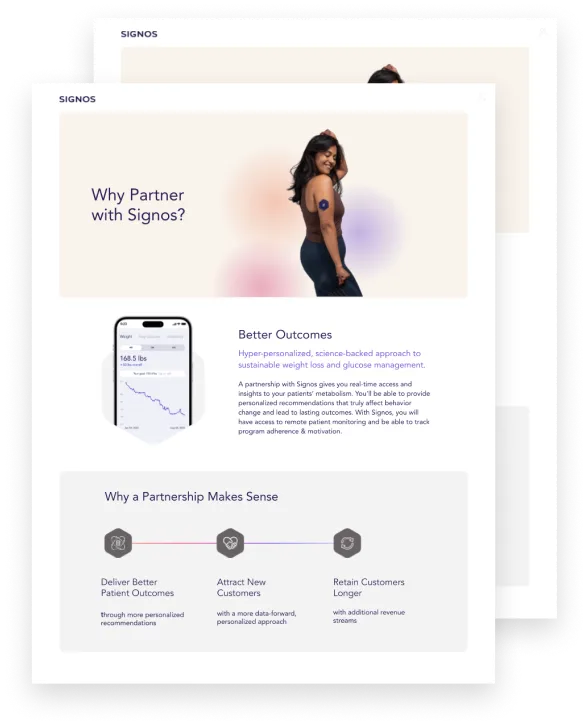 Signos health app marketing image showcasing personalized weight management