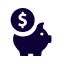 Blue piggy bank with dollar sign, representing savings and financial management