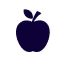 Dark blue apple silhouette with simple leaf on white background