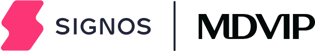 Signos and MDVIP logos side by side on a white background