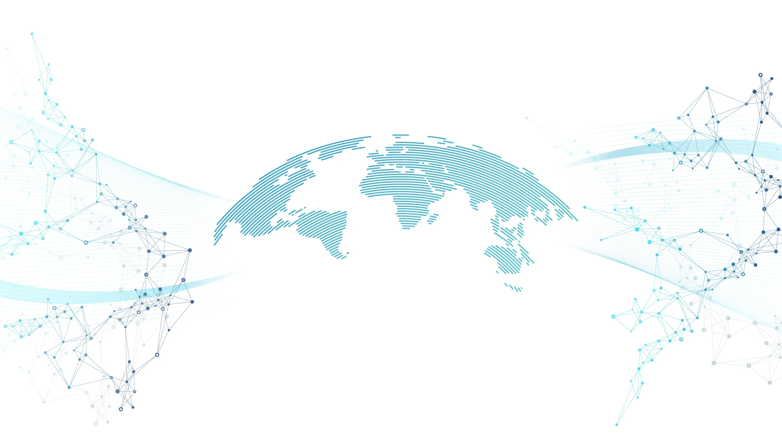 header image with line drawing of globe with network lines and circles in the left and right with wavy lines moving left to right.