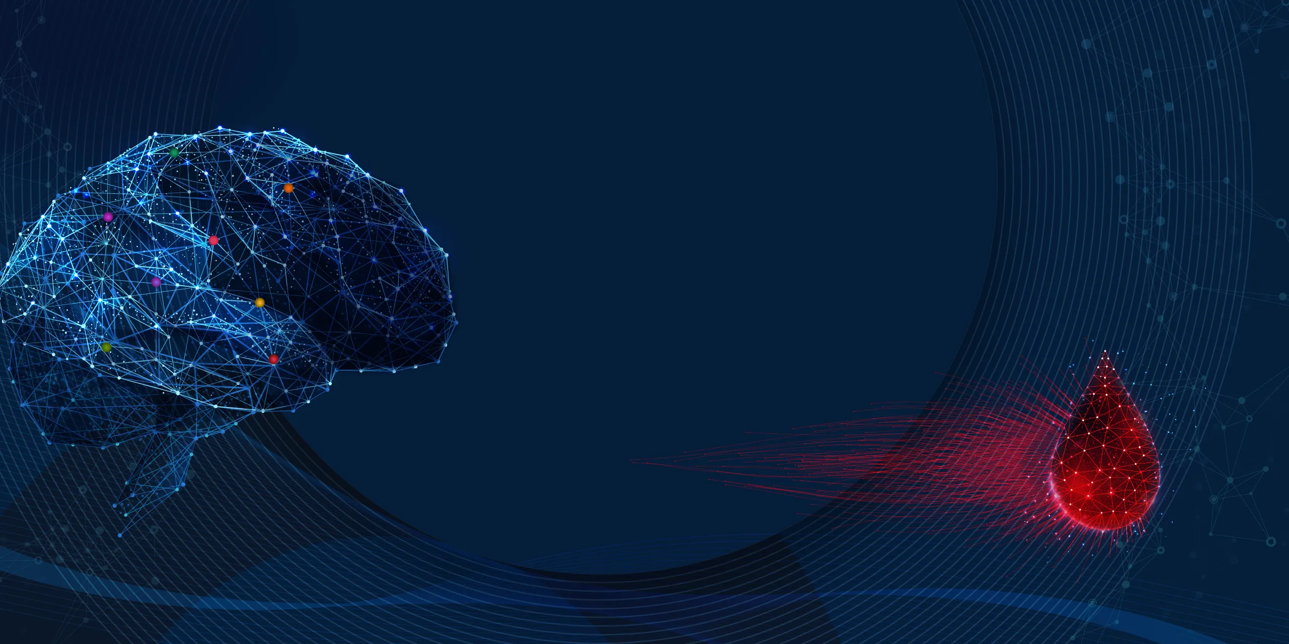 Neural network brain and blood drop illustration