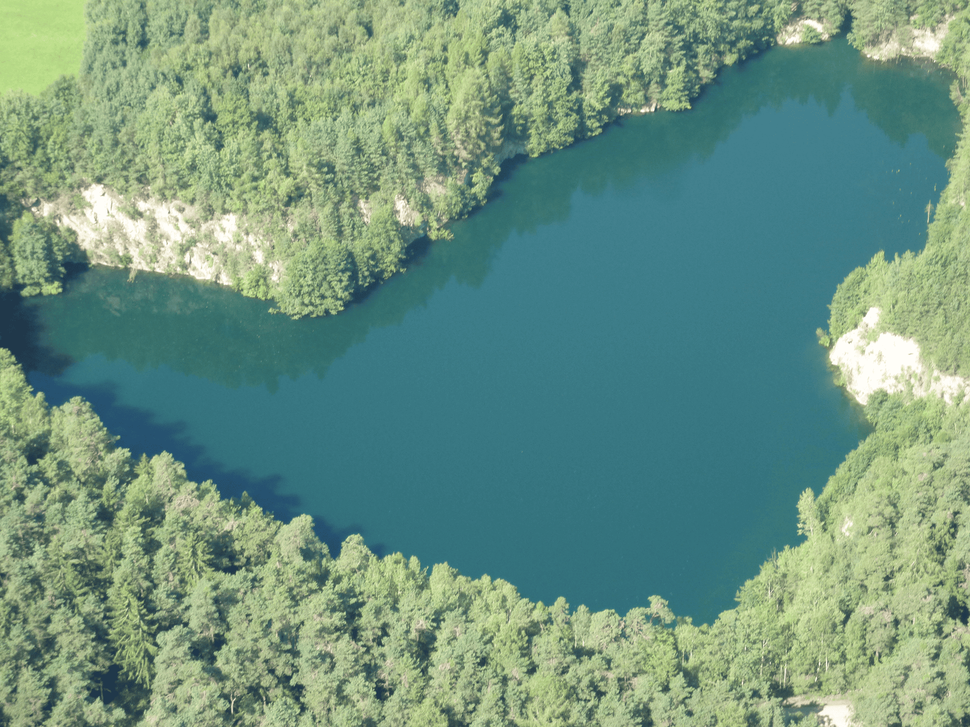 Luftaufnahme des renaturierten Naturraums am Gumpinger See