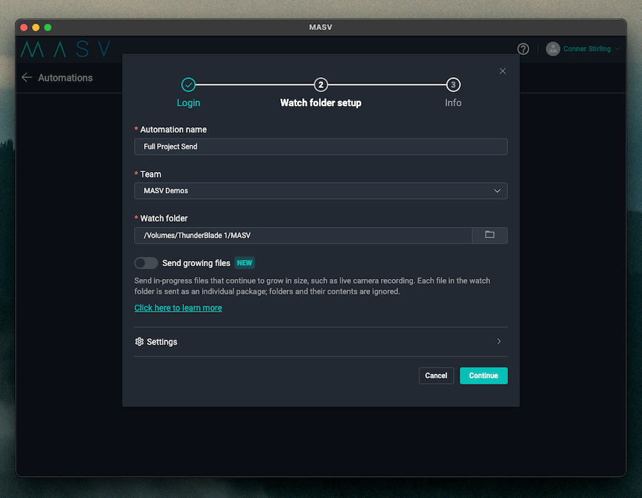 MASV Watch Folders UI elements