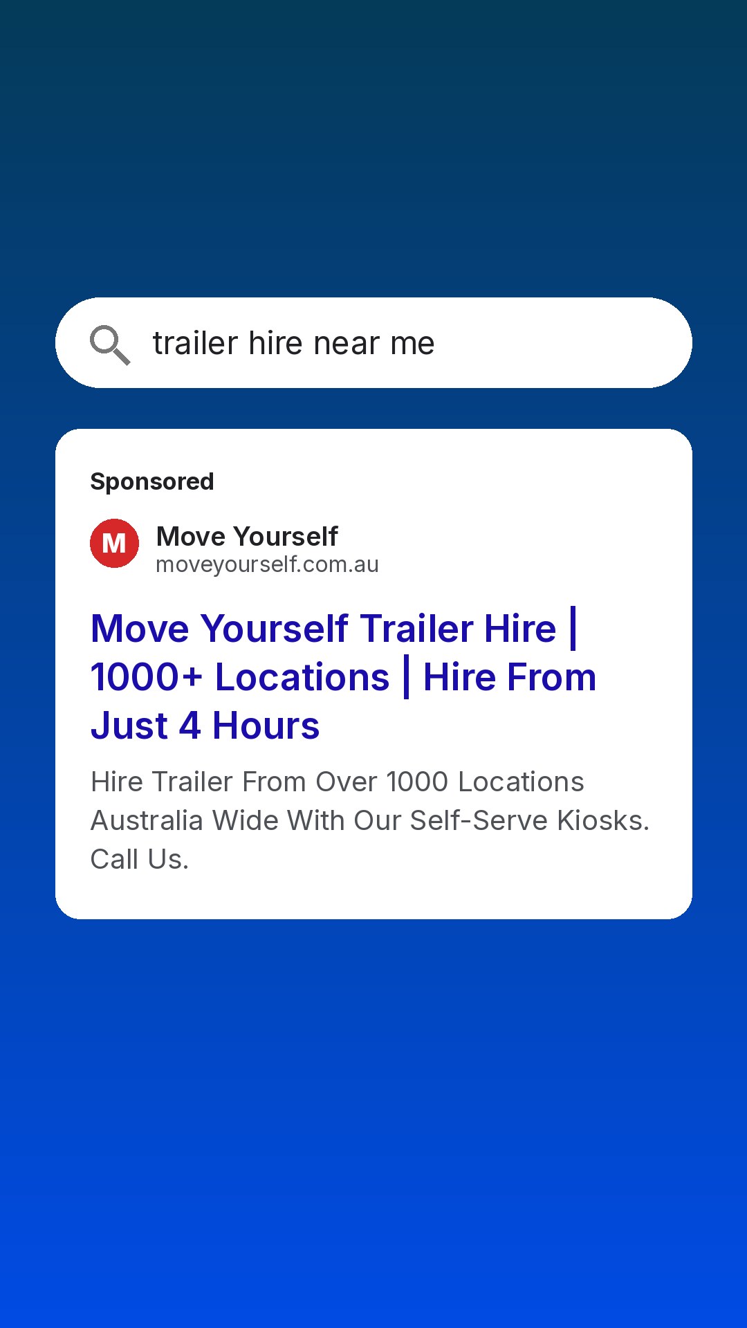 Move Yourself Google search ad