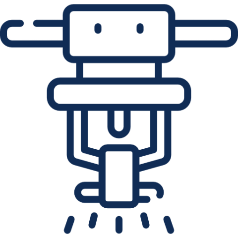 Icon of a front view of a motorcycle with two headlights and a wide handlebar.