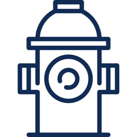 Icon of a fire hydrant outlined in dark blue.