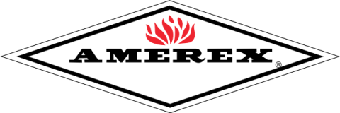 AMEREX brand logo featuring stylized red flame above the text inside a diamond shape.