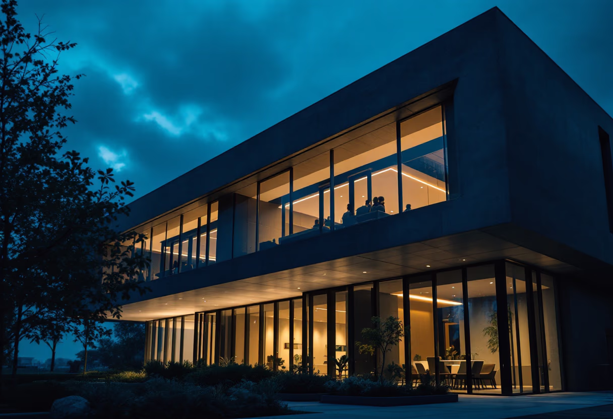 image of modern office building exterior (for a fintech company)