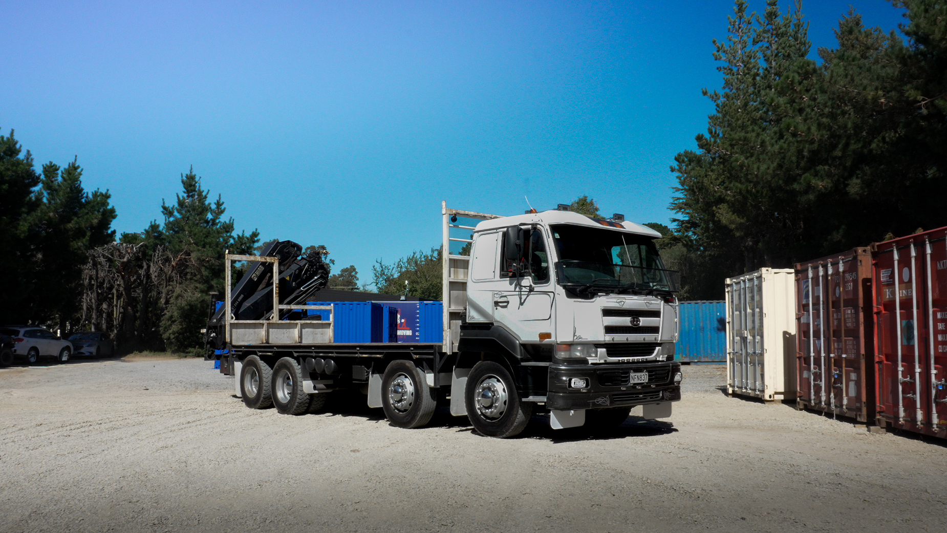 Hiab truck parked on display