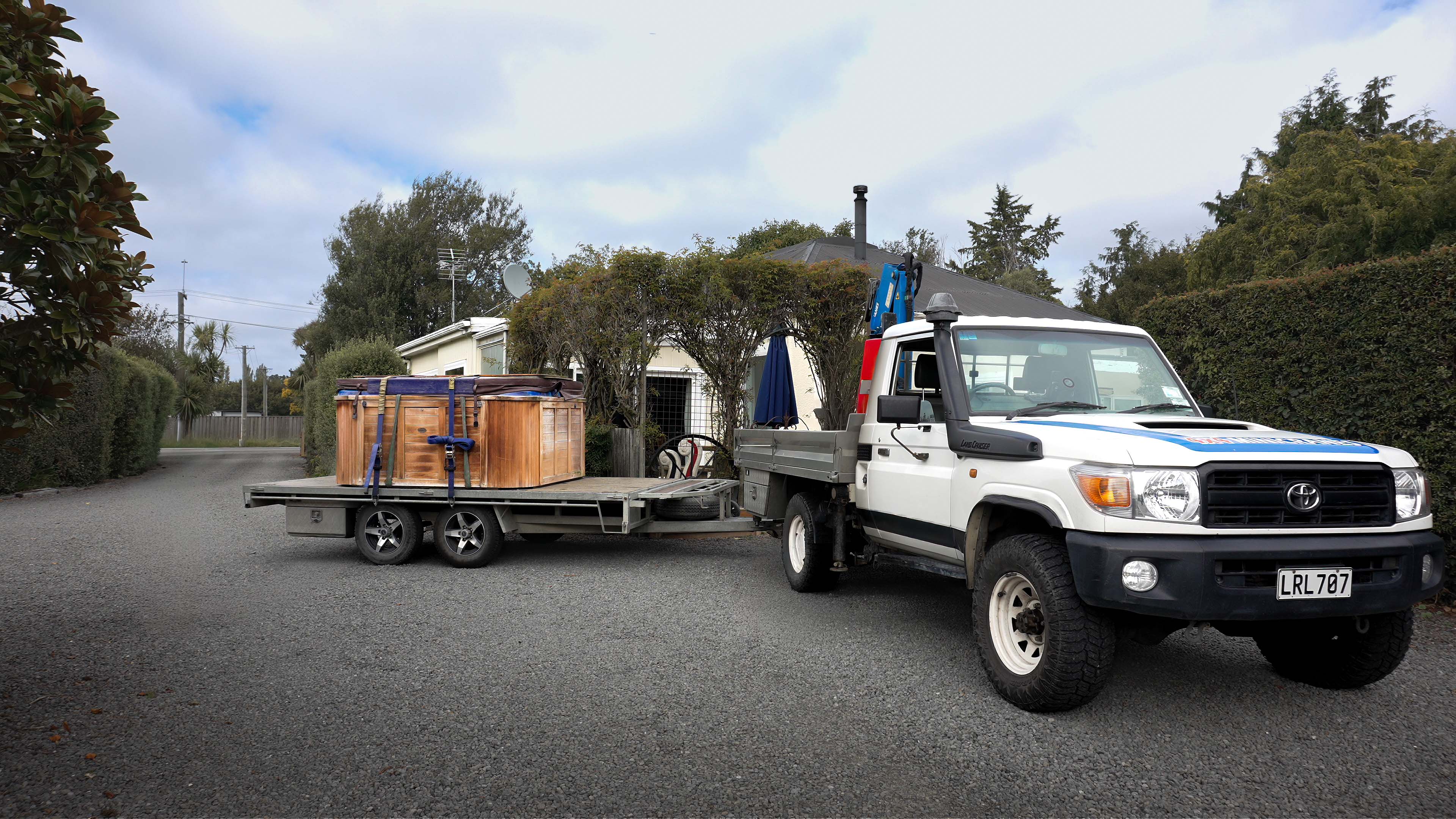 Manalift Ute with spa on a trailer