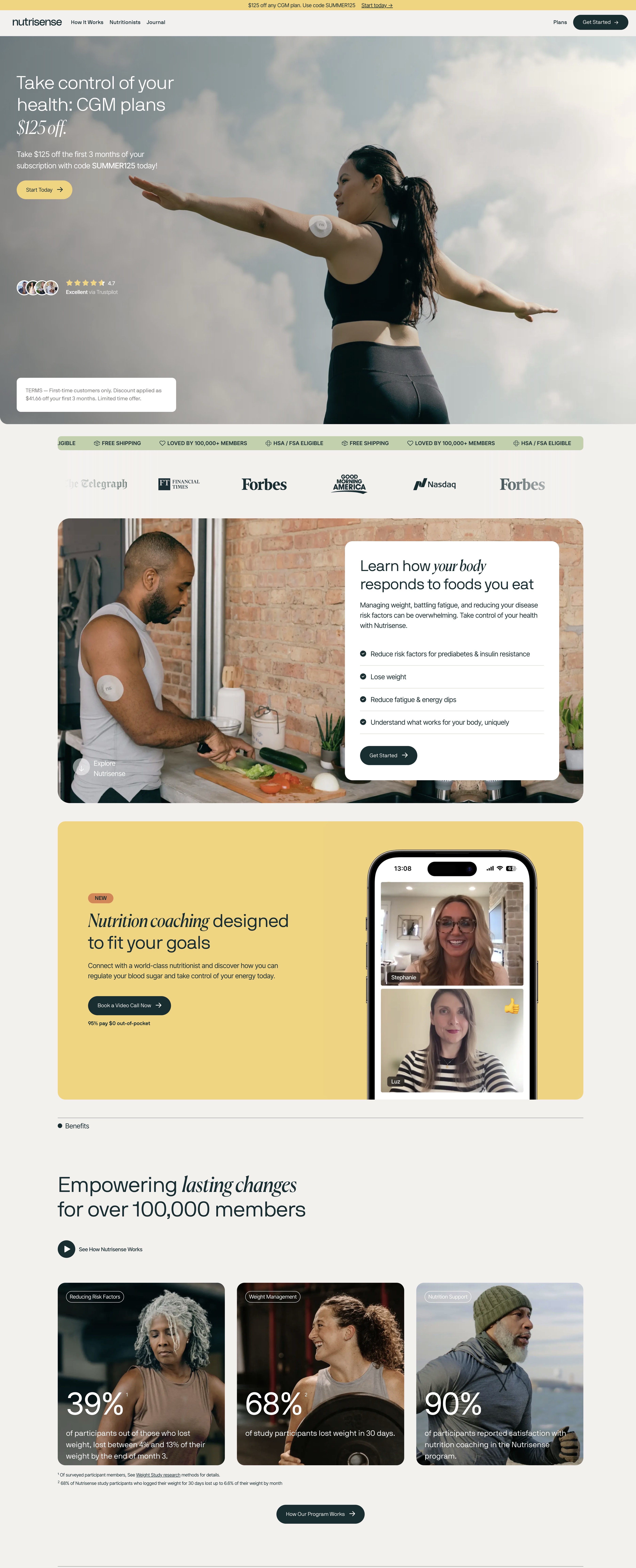 Nutrisense homepage