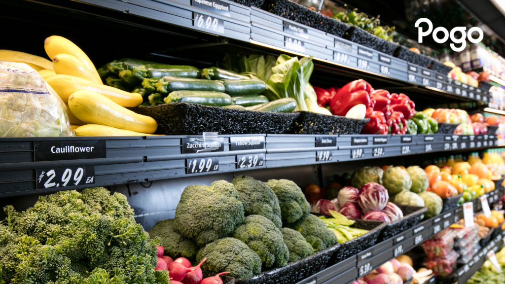 Fresh produce in a grocery store. 