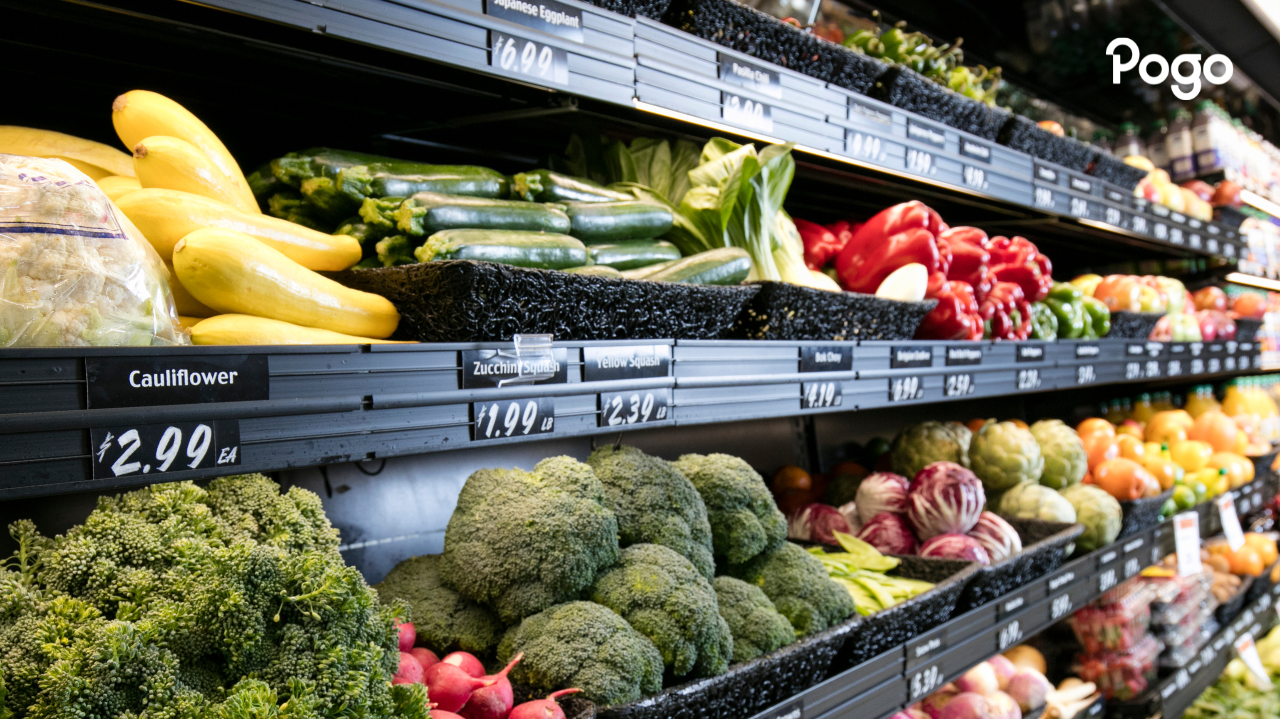 Fresh produce in a grocery store. 