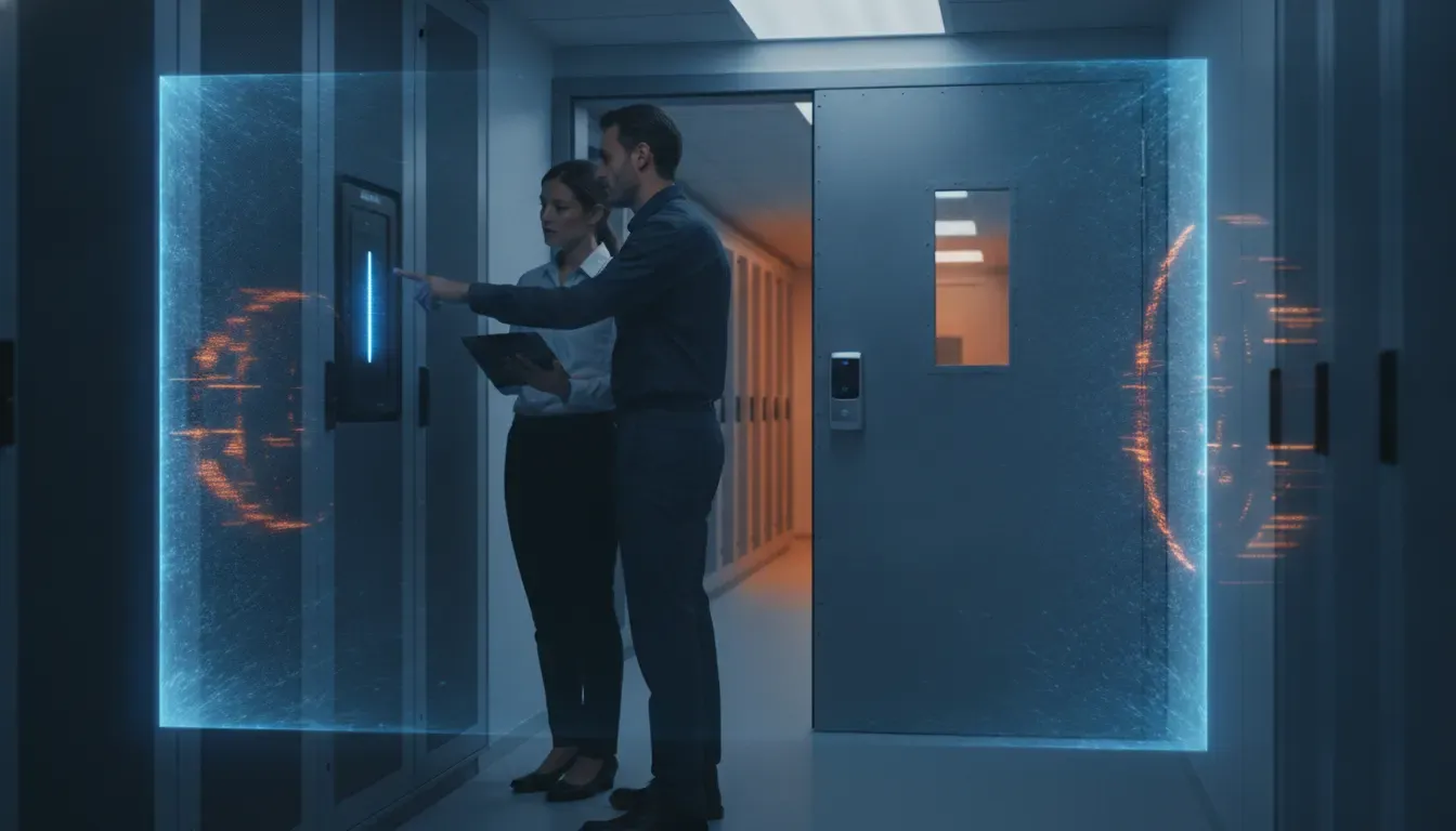 Security validation platform test of enterprise access controls around a protected server room
