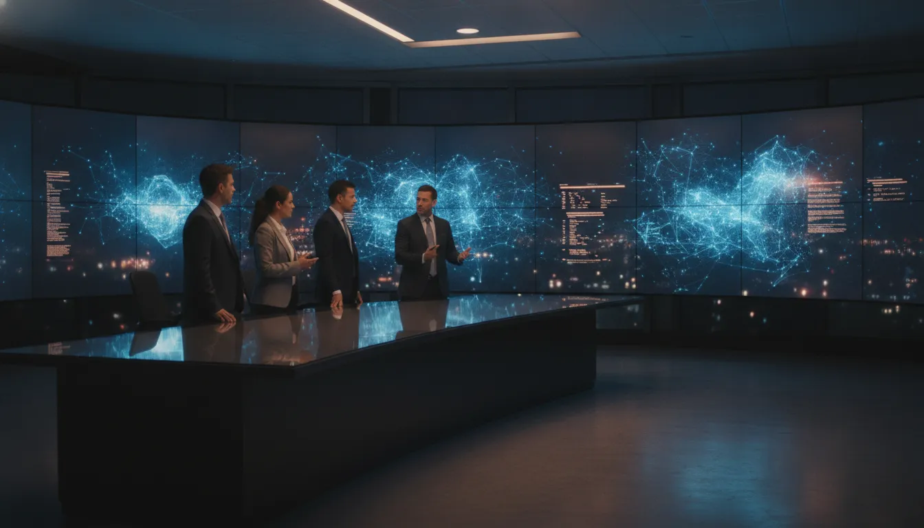 Enterprise security team reviewing threat intelligence and asset risk