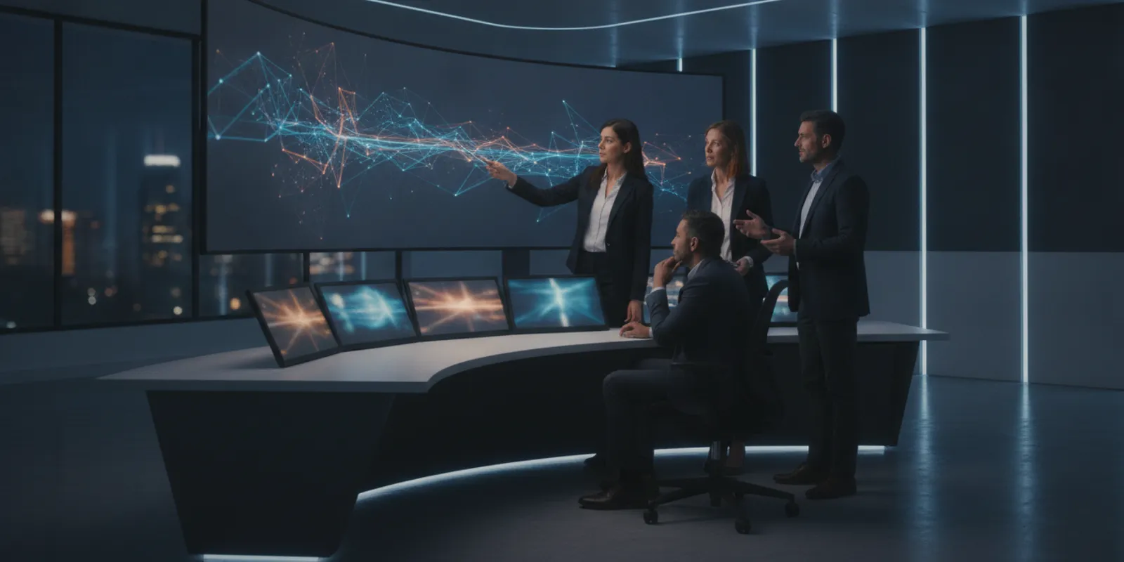 Security operations team reviewing an AI-assisted cyber incident workflow on a monitor