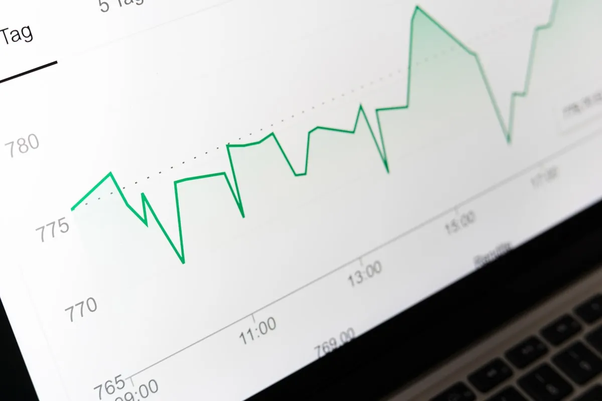 stock market chart displayed on laptop screen. Photo by Markus Winkler on Unsplash