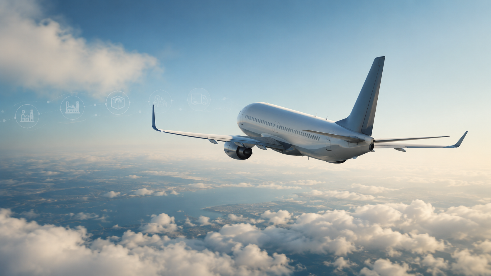 Aircraft in flight, illustrating value chain emissions outside a company's own operations