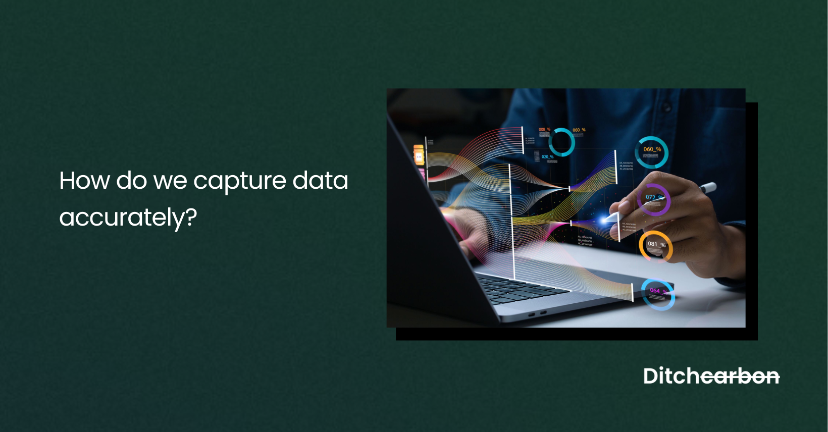 Title card reading "How do we capture data accurately?" beside a photo of a person at a laptop with data graphics overlaid