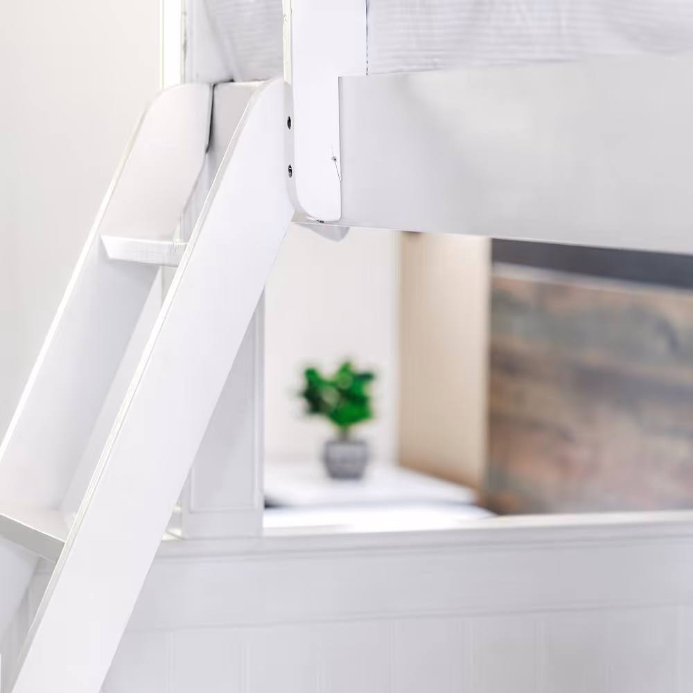 The bunk-bed ladder up close — kids get their own little kingdom.
