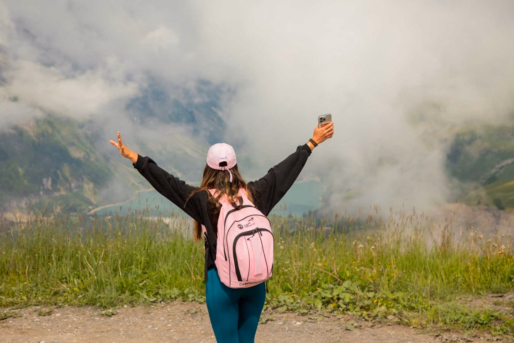 A girl is happy in the nature