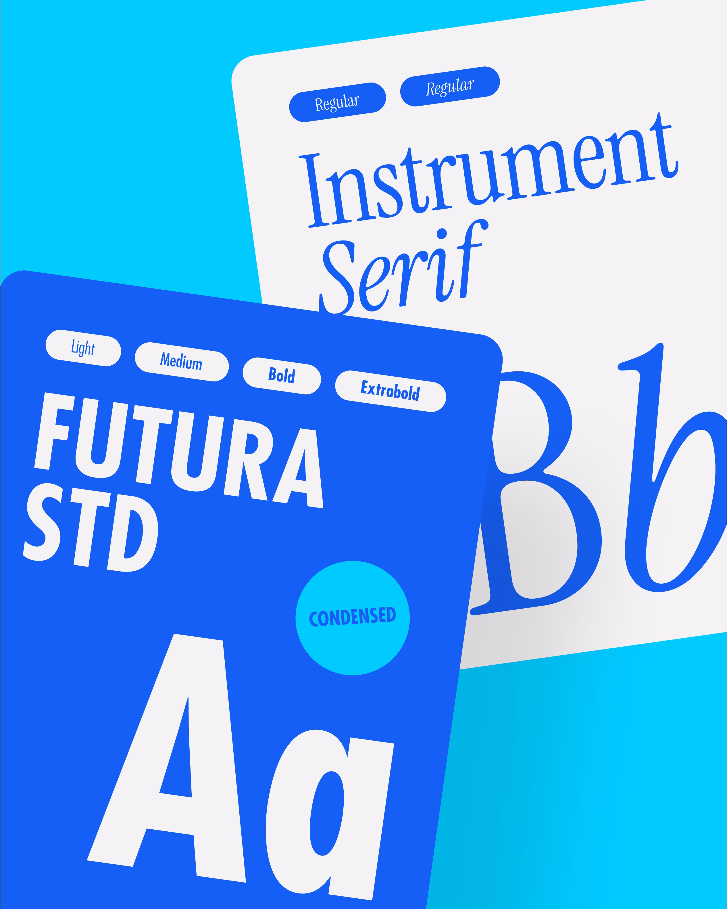 Typography system for Kopvié using Futura Std and Instrument Serif fonts