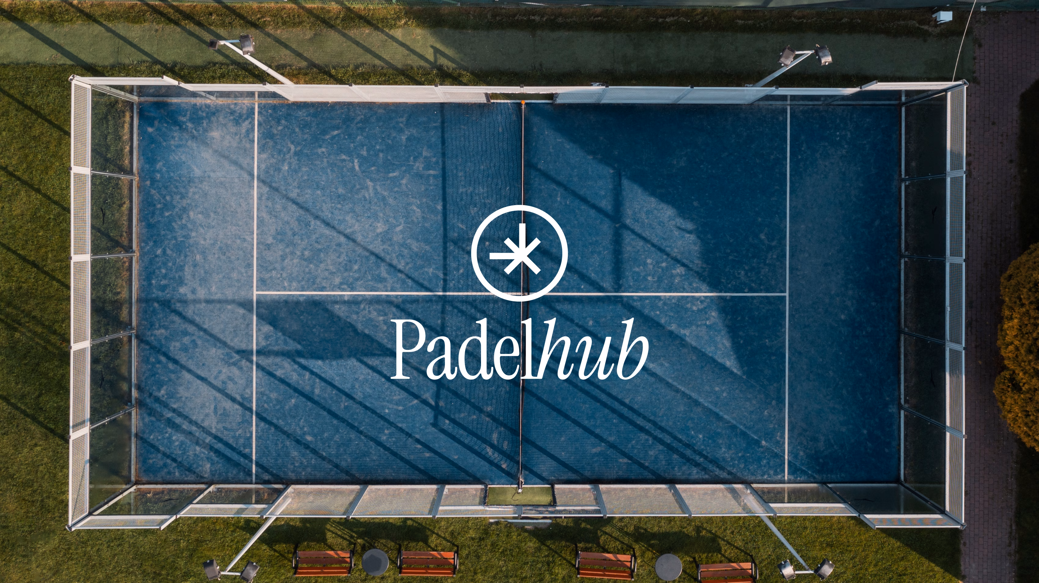 Padelhub padel court overhead photography showing court layout and design