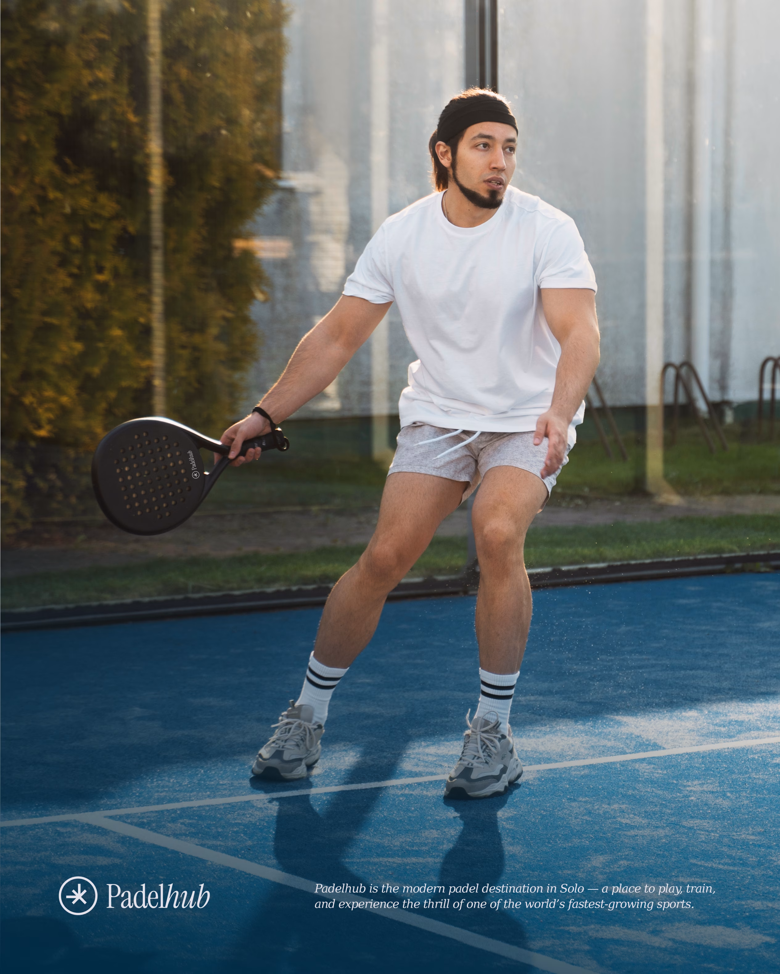 Padelhub marketing collateral showing event messaging and brand communication