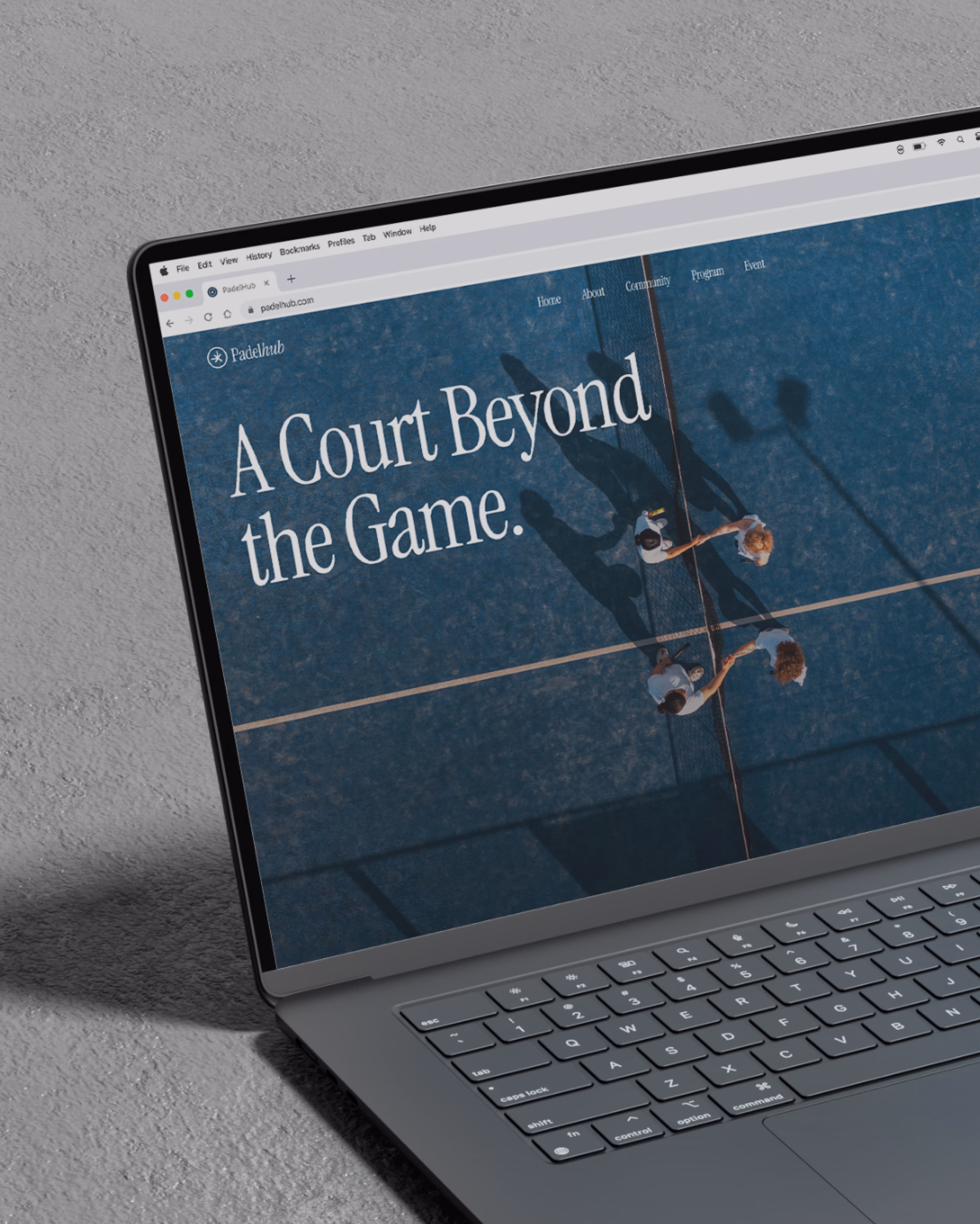Padelhub website design UI by Hatypo showing hero section and navigation