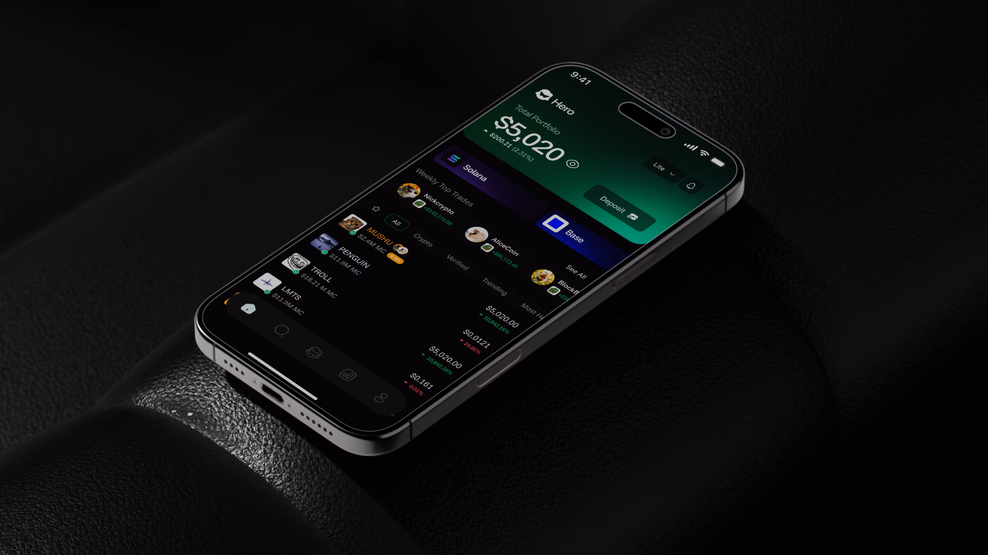 Hero Trading App logo branding and mobile app design by Hatypo Studio