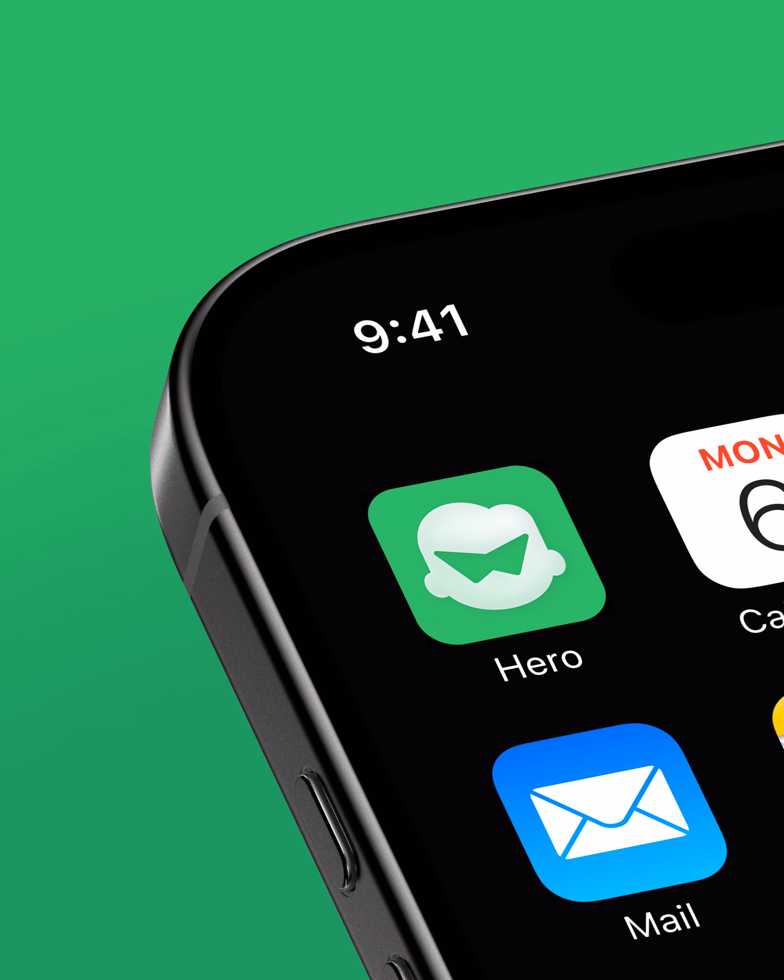 Hero Trading App mobile icon design shown on iPhone home screen among system apps by Hatypo Studio