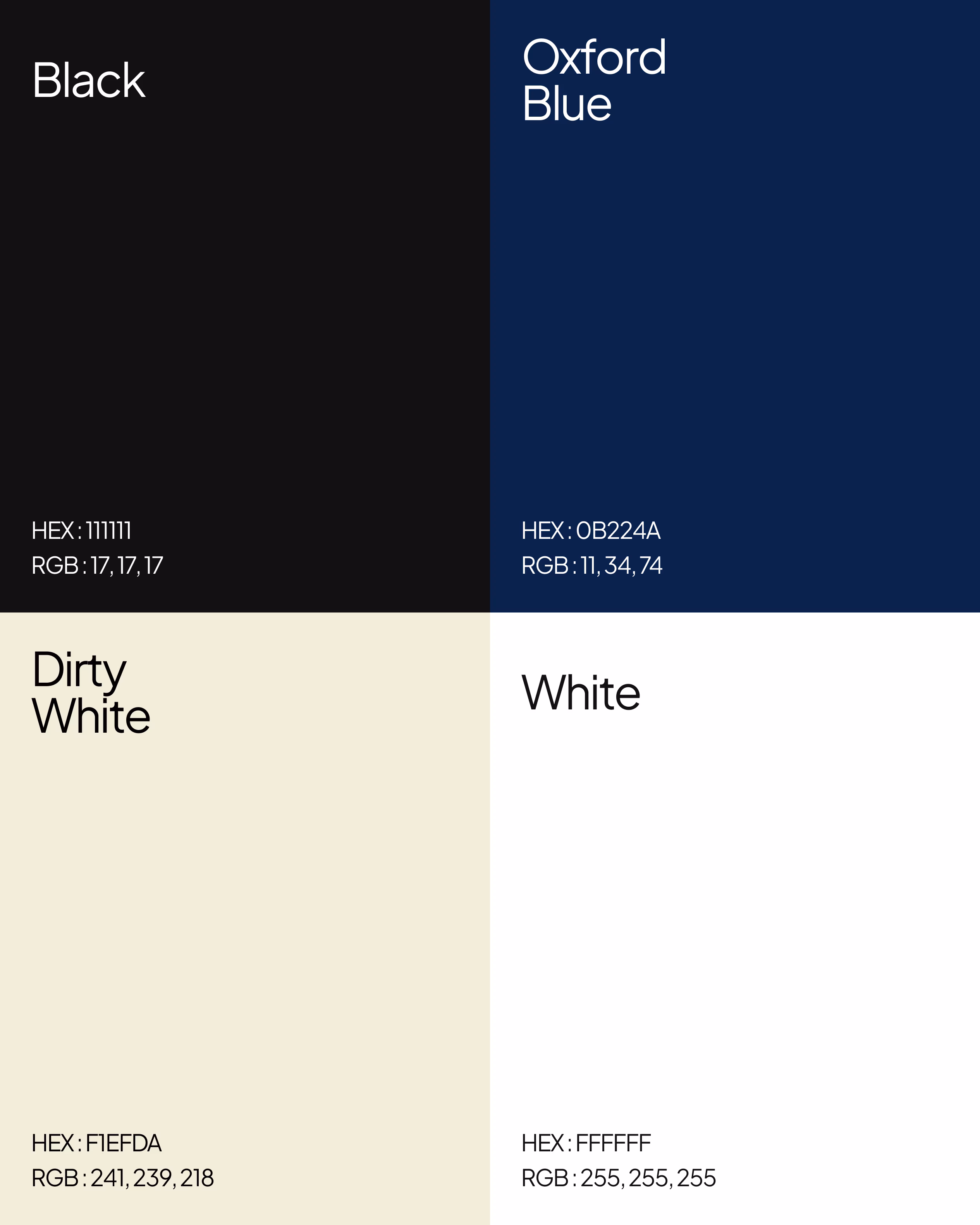 Homello brand identity showing color system including Black Oxford Blue, Dirty White, and cream palette with hex codes by Hatypo Studio